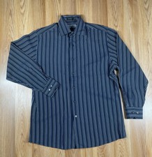 Claiborne Modern Fit Long Sleeve Button Front Shirt Mens M 15 1/2 32-33 Striped