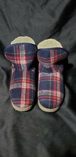 NEW ROCKPORT Women's truTECH Veda Warm Slipper Boot Bootie, Red/Blue Plaid 6 M