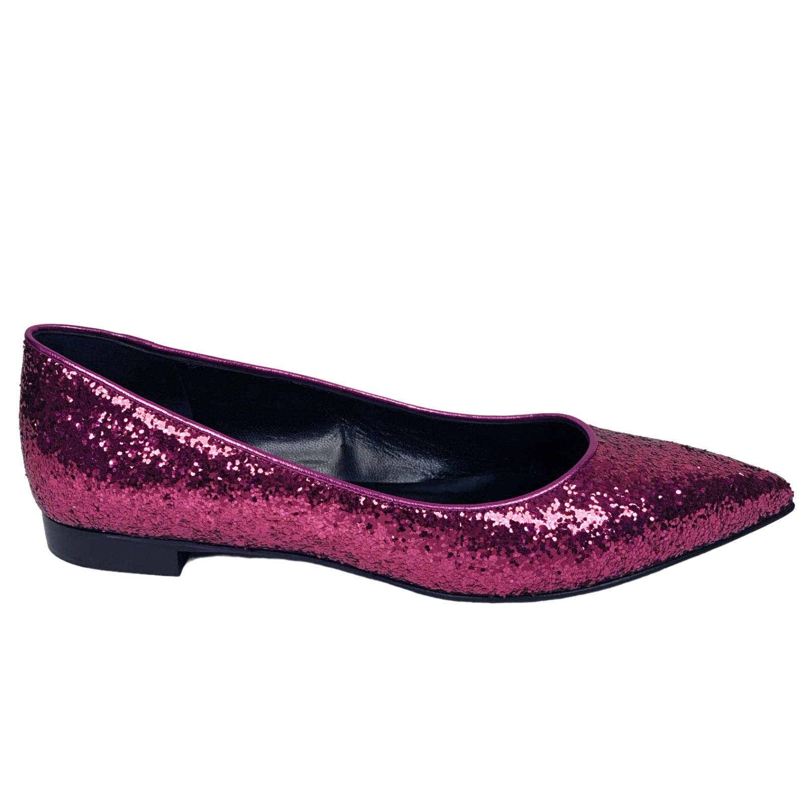 YSL Saint Laurent Paris Women’s Fuchsia Pink Metallic Glitter Flats Size 36