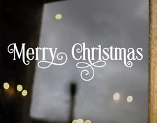 Merry Christmas Vinyl Decal V4 | Happy Holidays Curly | Die Cut Sticker