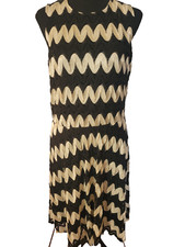 Black Cream Large  Midi Dress Sleeveless Lace Party Summer Event