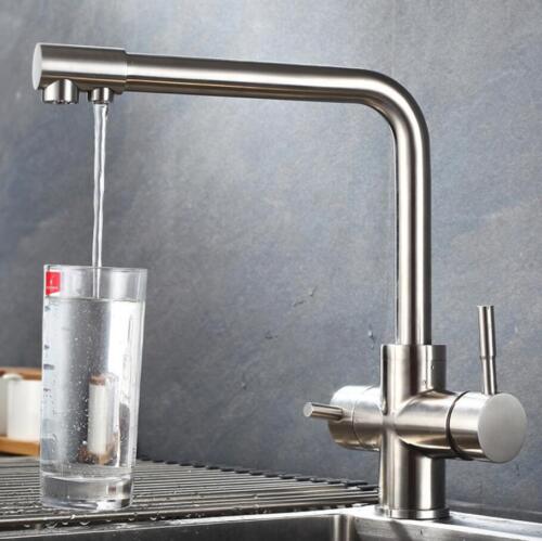 Grifo de fregadero de cocina de baño doble cabezal rociador boquilla mezclador SUS 304 - Imagen 2 de 5