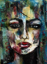 Original mixed media on canvas modern art  WOMANS PORTREIT