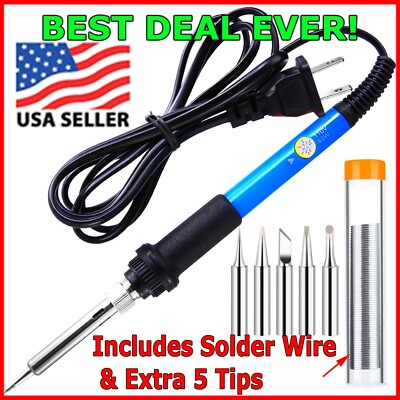 Soldering Iron Electric Gun Adjustable Temperature 60W Welding Solder Wire Kit