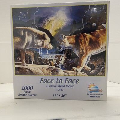 NEW SunsOut Face To Face Wolf Tiger 1000 Piece Jigsaw Puzzle 27 x20 