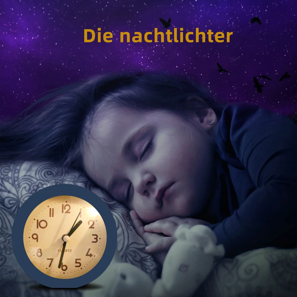 Alarm Clock with Backlight 4.5 Inches Cute Analog Round Digital Quartz Clock ... - Image 4 of 4