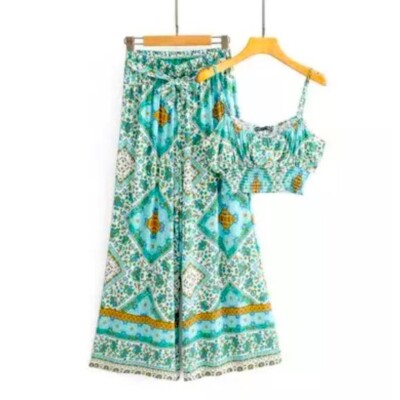 Divina Boho Crop Top Wide Legged 2-Piece i 