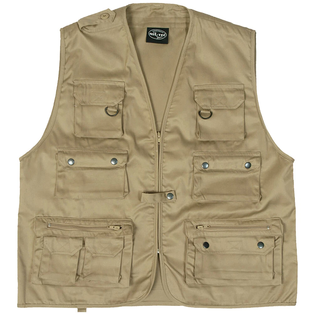FISHING MULTI POCKET VEST MENS WAISTCOAT HUNTING BUSHCRAFT BEIGE KHAKI TAN S 4XL