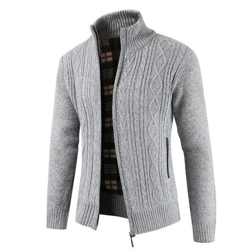 Mens Fleece Lined Cardigan Winter Knitted Warm Jacket Zip Up Thick Knitwear UK - Picture 15 of 23
