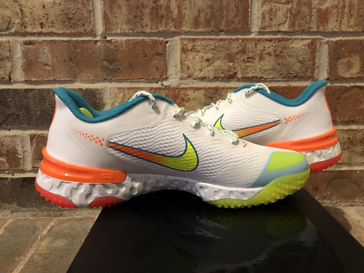 New 11W 9.5 Nike Alpha Huarache Elite 3 Turf Orange Turbo Green