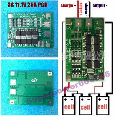 11.1V 12.6V PCM PCB BMS 3S 25A Li-ion Lipolymer NCM LiCoO2 LiMn sprayer battery 