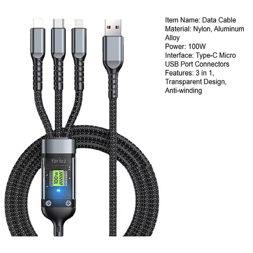 Transparent Luminous 3-in-1 Super Fast Charging Cable, USB Cable Fast Charging - Picture 12 of 18