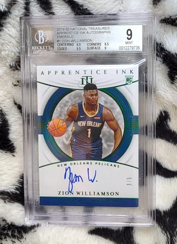 Zion Williamson National Treasures Emerald RC Apprentice Rookie BGS 9 Auto /5