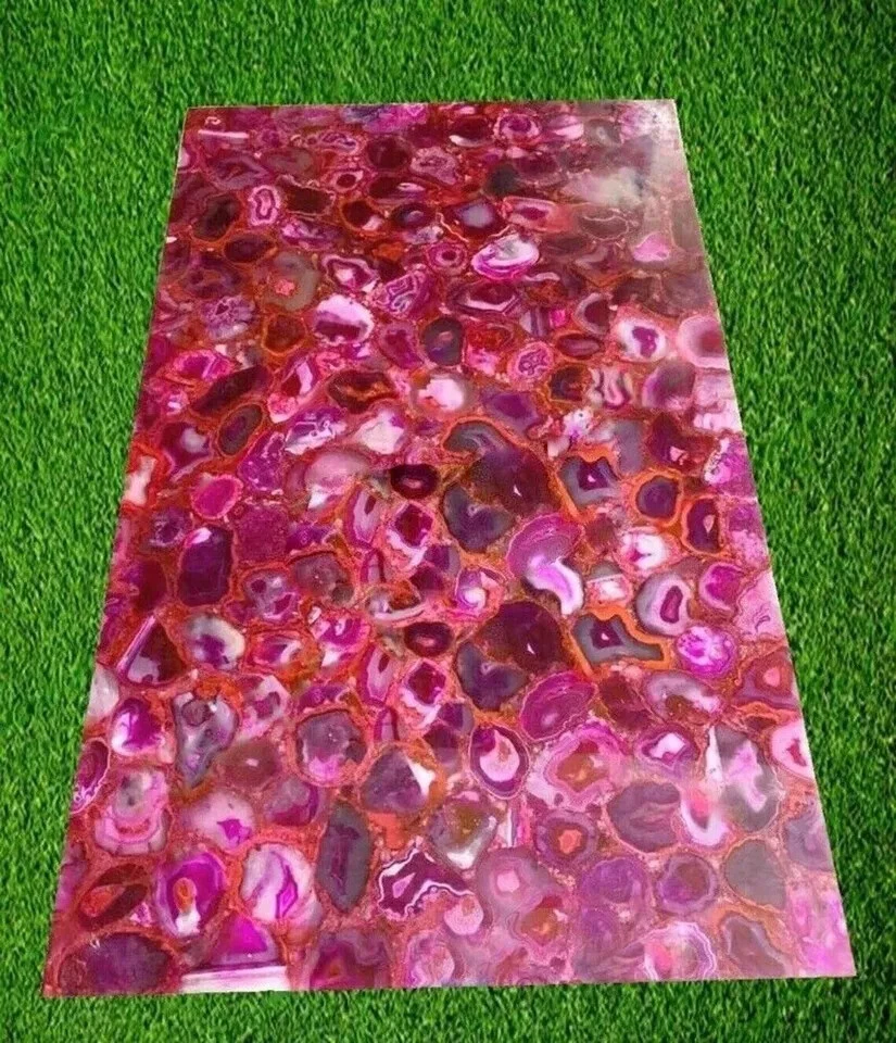 Buy Pink Agate Coffee Table Top, Geode Agate Stone Center Hallway Table Top Deco - Image 2 of 4