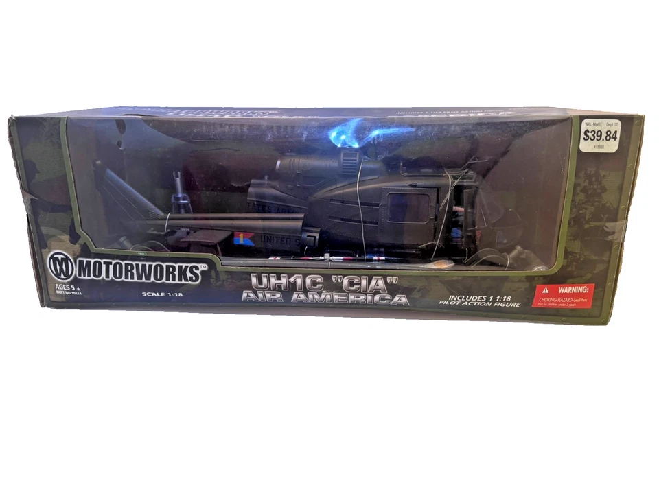 Motorworks 1/18 UH-1C CIA Air America Helicopter (NIB) - Image 2 of 4