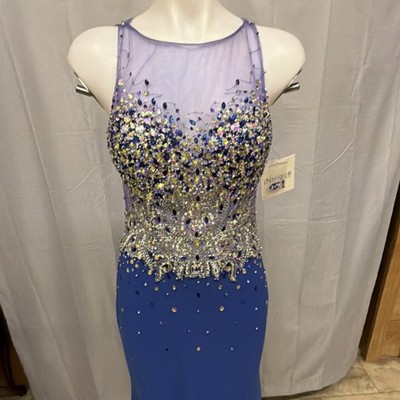 Intrigue by Blush Royal Blue Embellished Formal Gown Prom Dress Size 10 Lot#10
