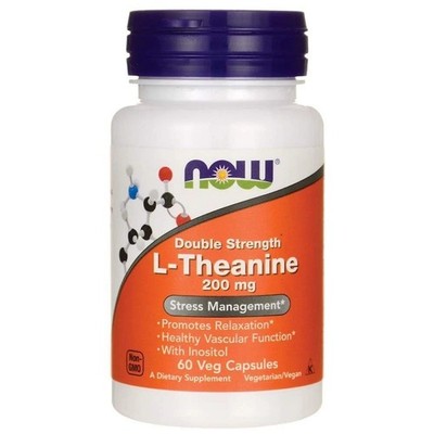 Now Foods, L-Theanin, Double Strength, 200 mg, 60 Kapseln