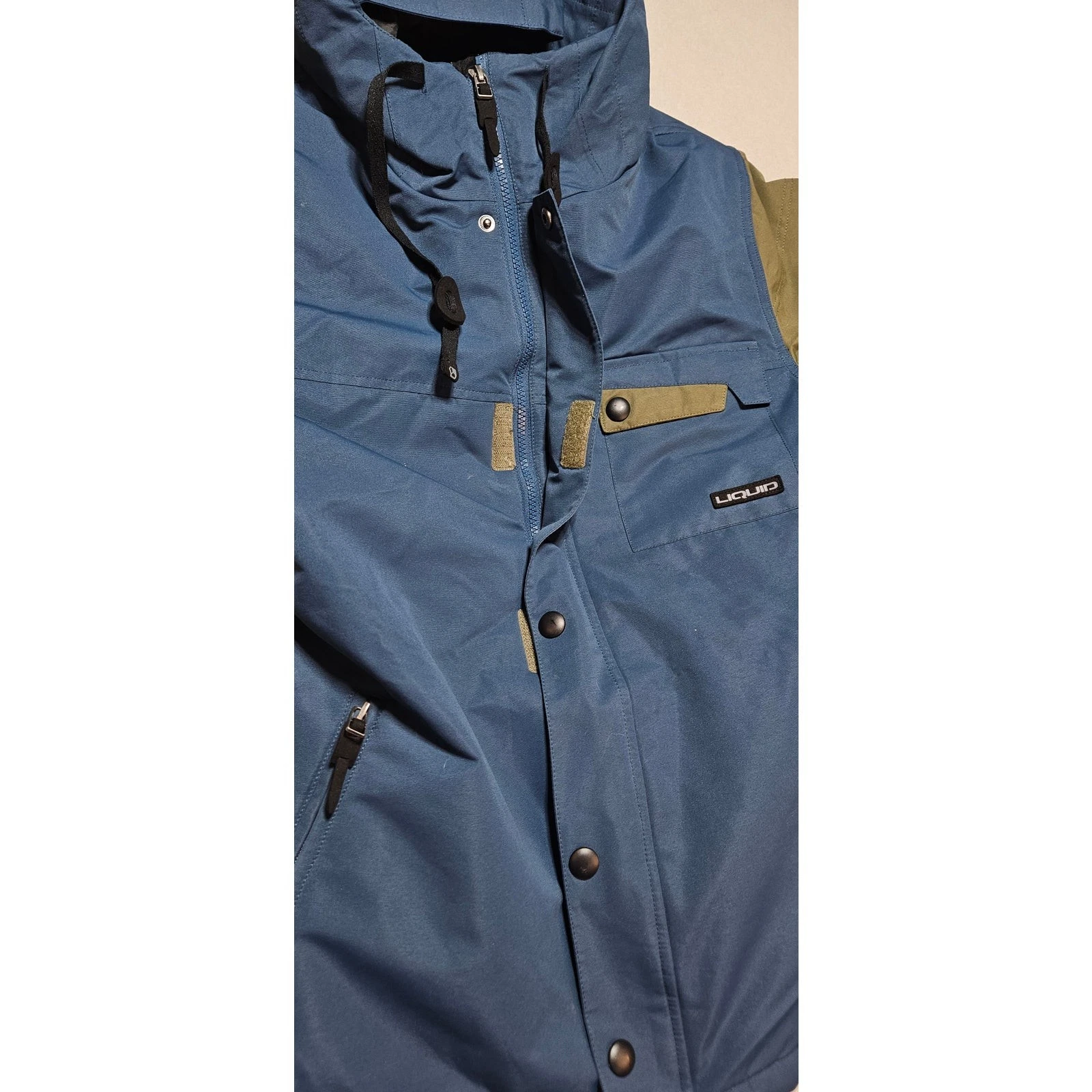 Liquid Mens M Blue Olive Snowboard Ski Jacket Hooded Insulated Winter Coat image 4