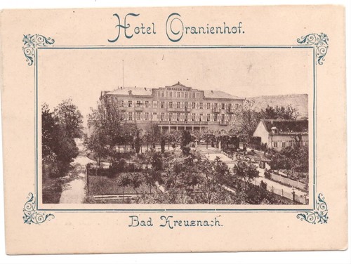 1890er Jahre Sammelkarte für das Hotel Oranienhof Bad Kreuznach Deutschland - Bild 1 von 2