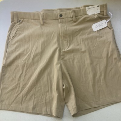 NWT Stylus Men's Tan Chino Shorts Size 48 x 9  Performance