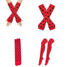 Insect Dots Pattern Arm Warmer Gloves and Long Socks Set for Women and Girls