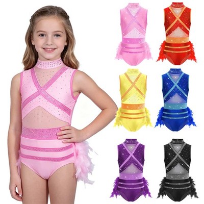 Mädchen Gymnastik Ballet Eiskunstlauf Tanzkleid Turnanzug Leotard Turnkleidung 