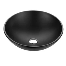 ANZZI Amalfi Series 17 in. Lx 17 in. W Round Bathroom Vessel Sink in Matte Black