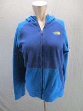 The North Face Size XL Boys Blue Fleece Hooded Full Zip Outdoor Logo Jacket 196