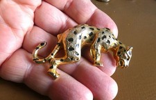 Ancienen Broche métal doré Animal Panthère Guepard signé AB Paris
