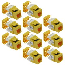 10 Pcs Cat5e RJ45 Network LAN Ethernet Keystone Jack 180  110 Punch Down Yellow