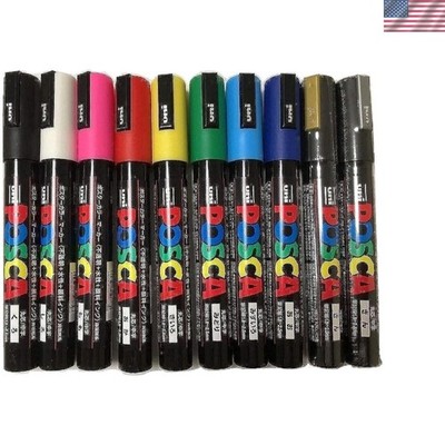 Artistic 10-Piece Permanent Marker Set - Multi-Surface Chisel Tip Markers