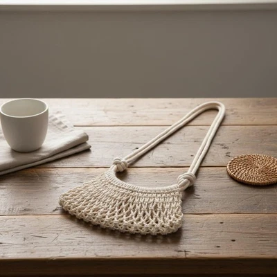Mini Sac Filet Léger Sac En Crochet Ajouré Compact pour Vacances, Sortie d’été - Photo 1/4