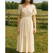 Vintage Gossard Artemis Nightgown Cream Embroidered Satin Nylon Gown S