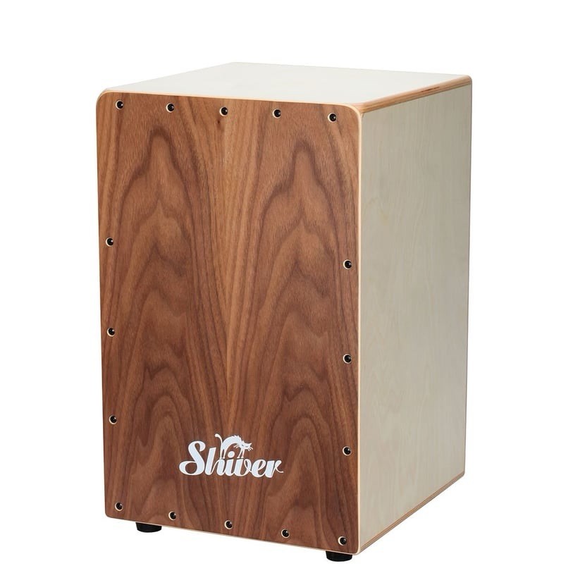 Cajon Cjs 30 en bois de noyer marron avec sa housse de protection rembourrée