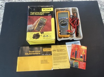 Fluke 177 TRMS Handheld Meter W/ Leads Multimeter In Box Free Ship