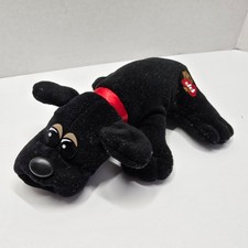 Vintage Pound Puppies Black Plush Dog Red Collar Stuffed Animal Toy 1980s
