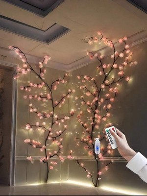Branch LED String Lights Remote USB Color Changing Flexible Warm White Pink
