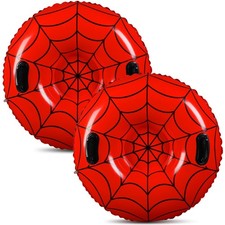 2 Pack Spider Web Snow Tube, 35.43 Inch Cold Resistant PVC Inflatable Big Dou...