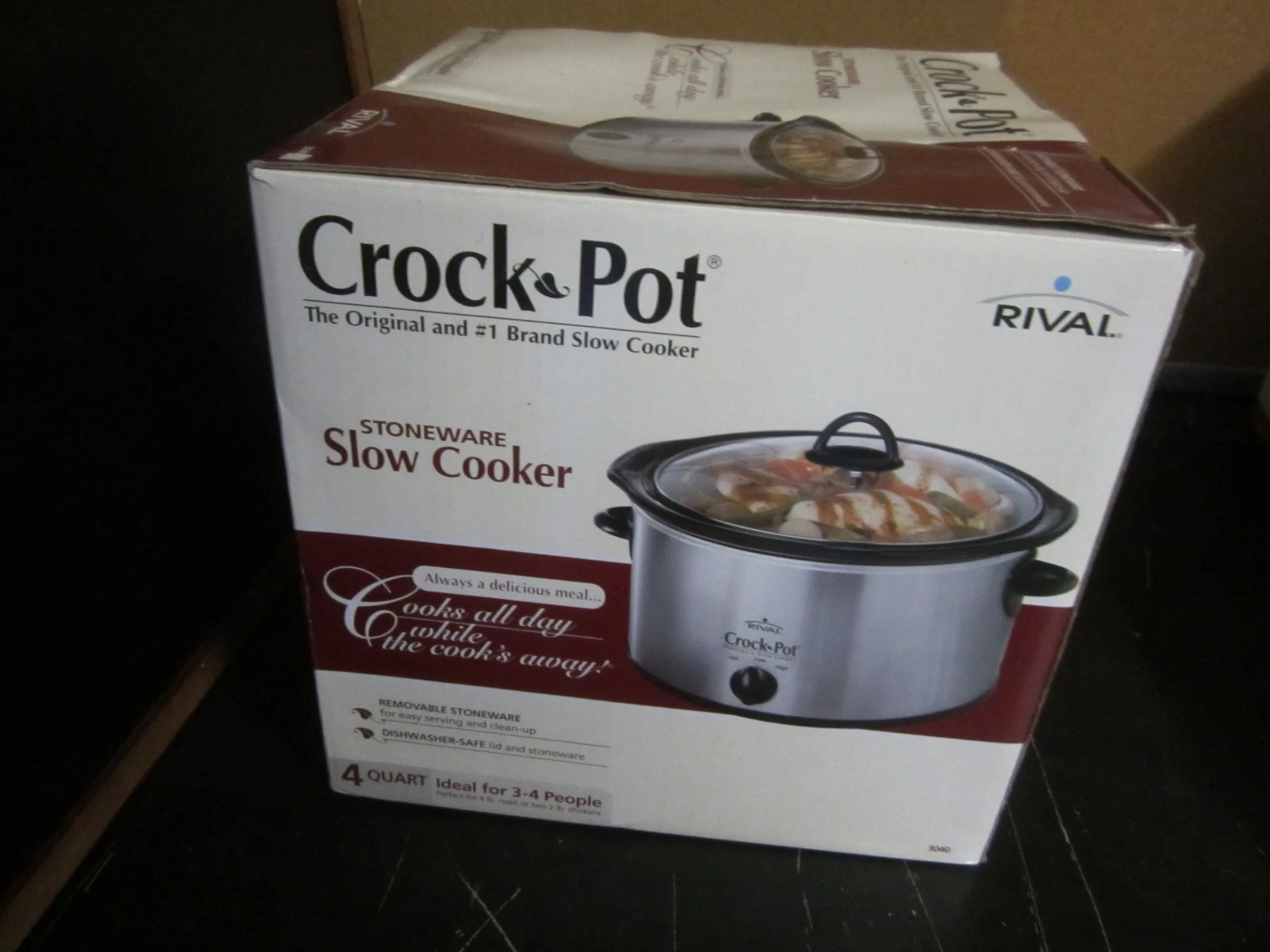 New Crock-Pot 4 Quart Oval Manual Slow Cooker, Stainless Steel