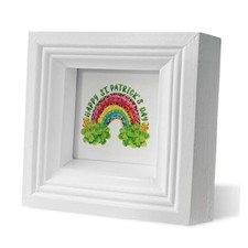 Happy St. Patrick's Day Sign, Rainbow And Shamrock Wooden Decor, St. Patrick's