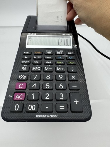 Casio HR-10RC 12-Digit Printing Calculator Black with Power Cord - Works Great!! - Picture 3 of 8
