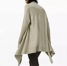 LULULEMON Cashlu Knit Wrap Cardigan Heathered Rosemary Green Women's Med/Lg B33