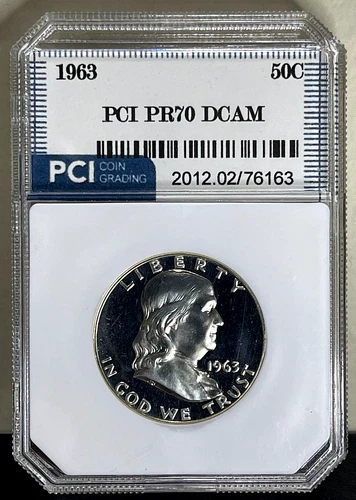 1963 Slabbed Deep Cameo Proof High Grade Franklin Silver Half Dollar 50C