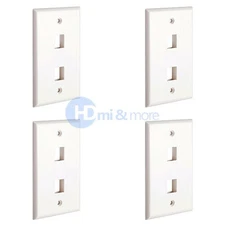 4x Wall Plate 2 Hole Port Jack Keystone Audio Video Wallplate White