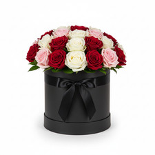 Moonlight- Fresh Roses - Hat Box - All occasions  - FREE Next Day Delivery