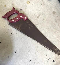 Vintage Disston Saw Works handsaw Tenite maroon handle