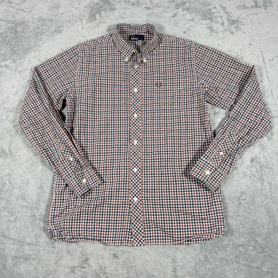 Fred Perry Mens M Button Down Shirt Gingham Check Red White Blue M1320