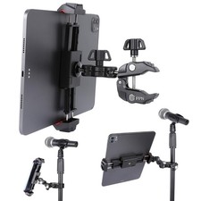 Aluminium Tablet Holder Mount for Mic Stand, Tablet Stand Handlebar Clamp Mou...