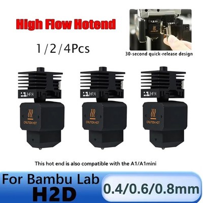 High Flow Hotend For Bambu Lab H2D/A1/A1 mini Nozzle Hot End Kit 0.4/0.6/0.8mm