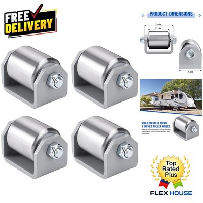 Durable 2  Weld-On Steel Roller Wheels for Trailers & Motorhomes - Set of 4